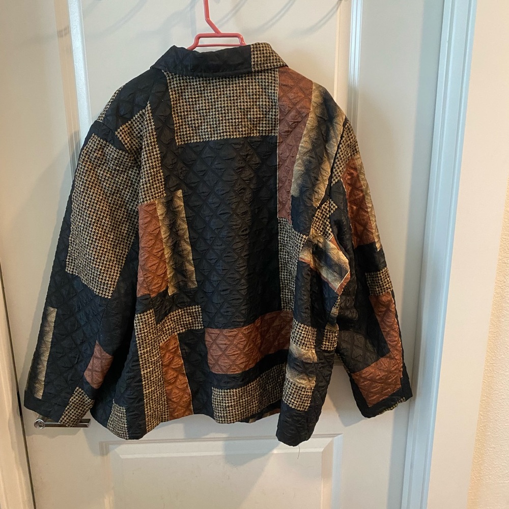 Patchwork Quilted Jacket - Black And Brown - image 3